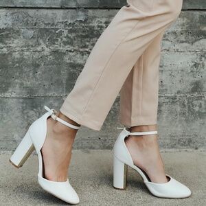 Lulus Laura Off White Ankle Strap Heels - Size 10